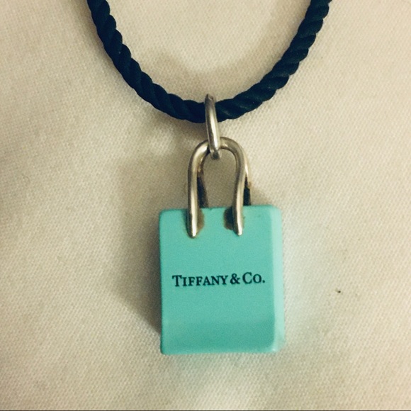 Tiffany & Co. Jewelry - Tiffany & Co. SS enamel charm on leather necklace